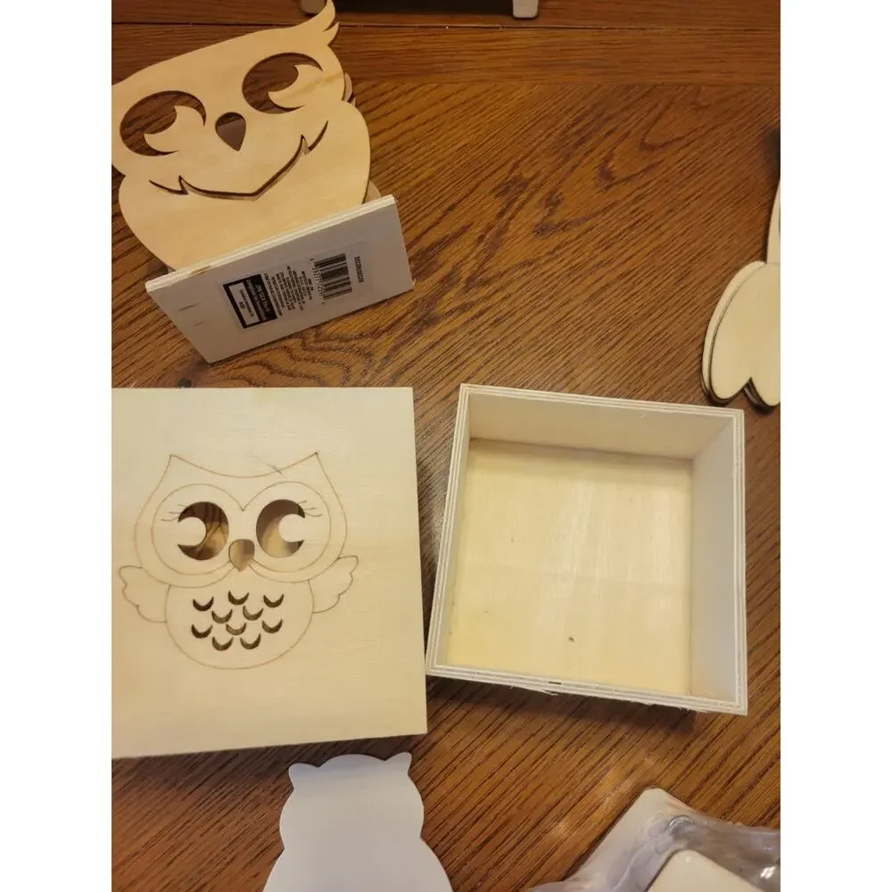 Unfinished Wooden Owl‎ Shapes, Boxes Arts & Crafts Decor Ready to Paint